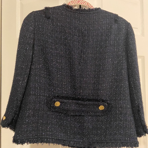 Tory Burch Emma Navy Tweed Three Quarter Sleeve Jacket 12 - Picture 9 of 15